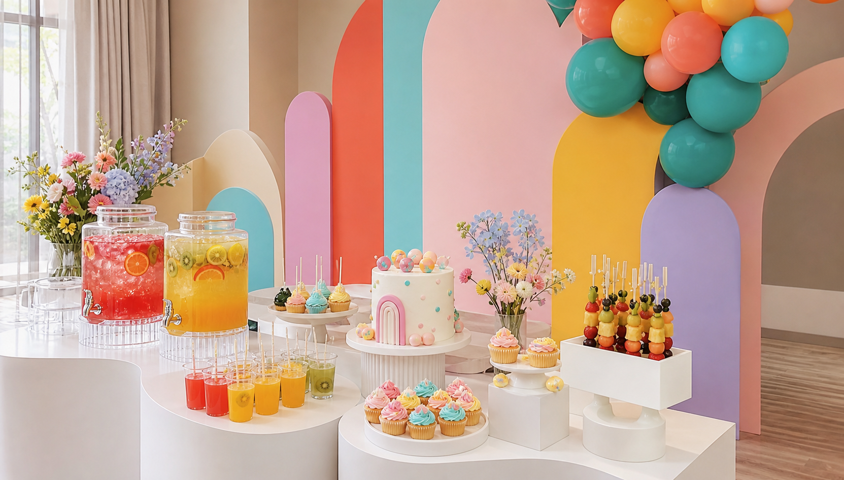 Modern kids dessert and beverage station