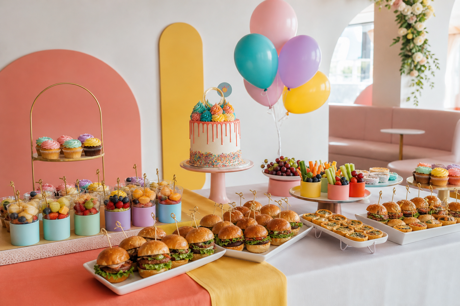 Colourful kids celebration table